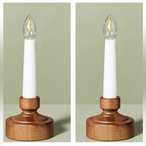 Flameless Window Candle with Timer Wood (Set of 2)  - Hearth & Hand